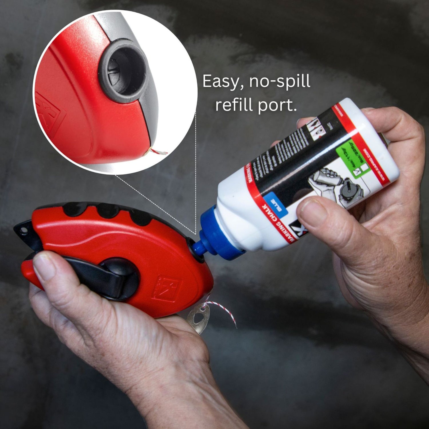 Kapro 211 - Plumb Bob Chalk Line + 4 oz Blue Chalk Refill Bottle