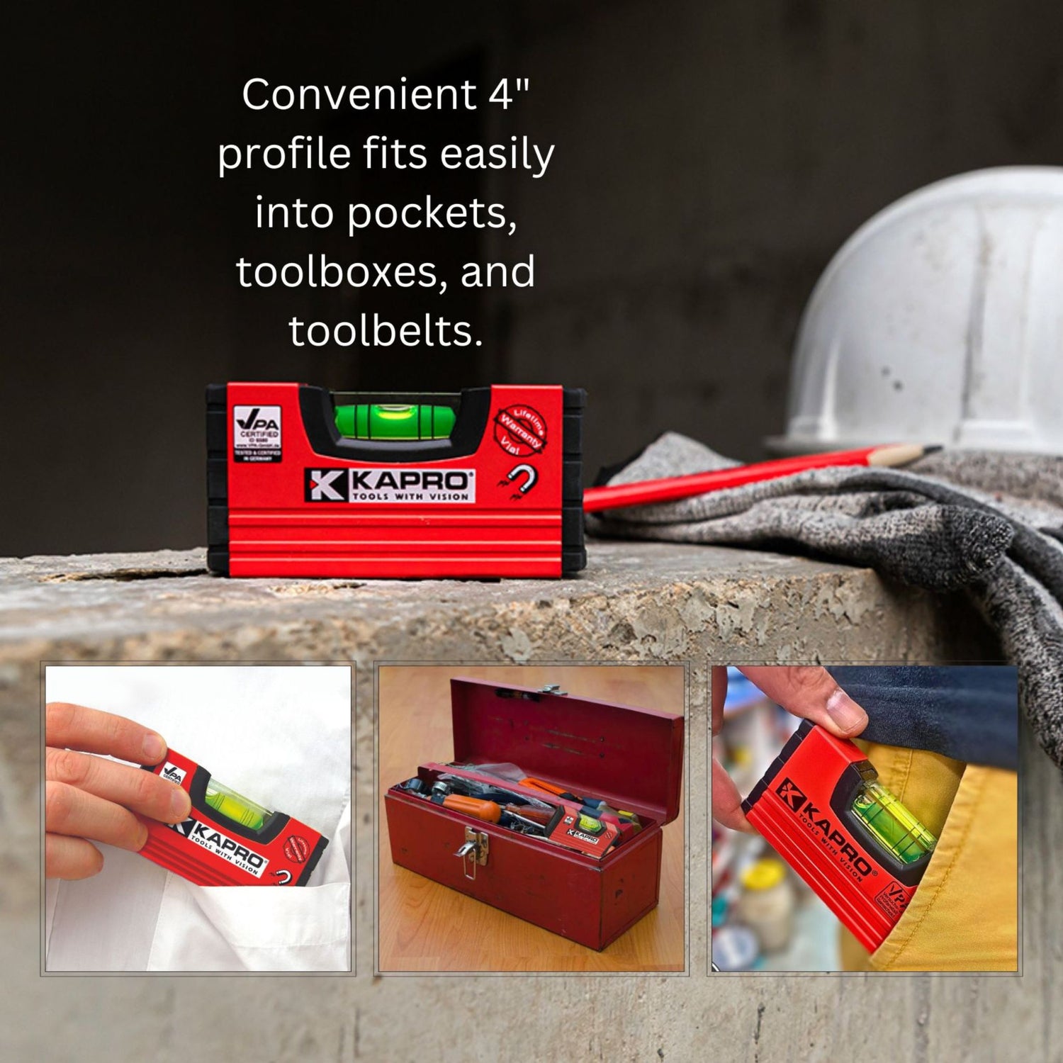 Kapro 246 Handy Pocket Level, 4-Inch