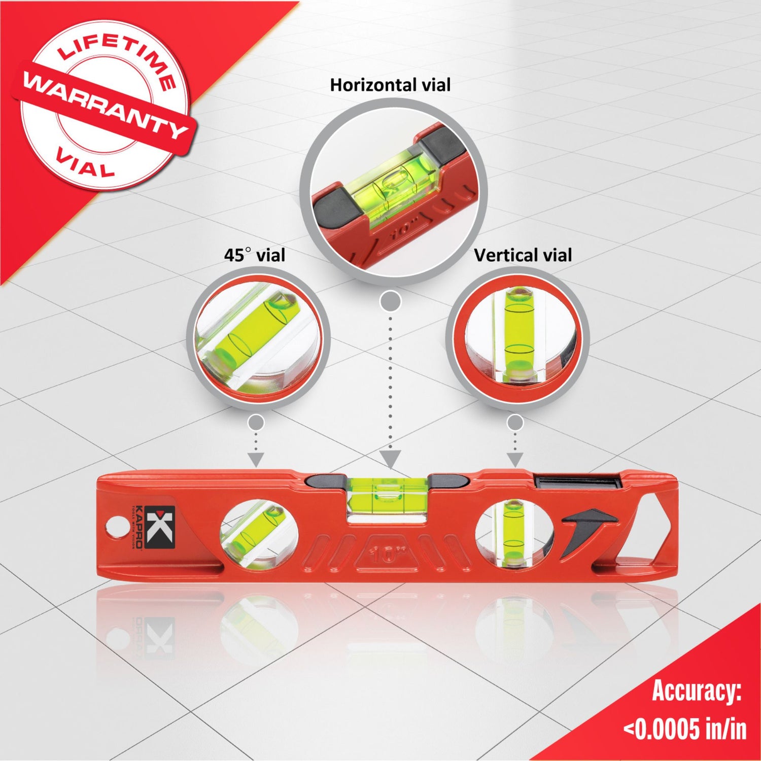 Kapro 923 Professional Cast Aluminum Torpedo Level with Plumb Site® 10
