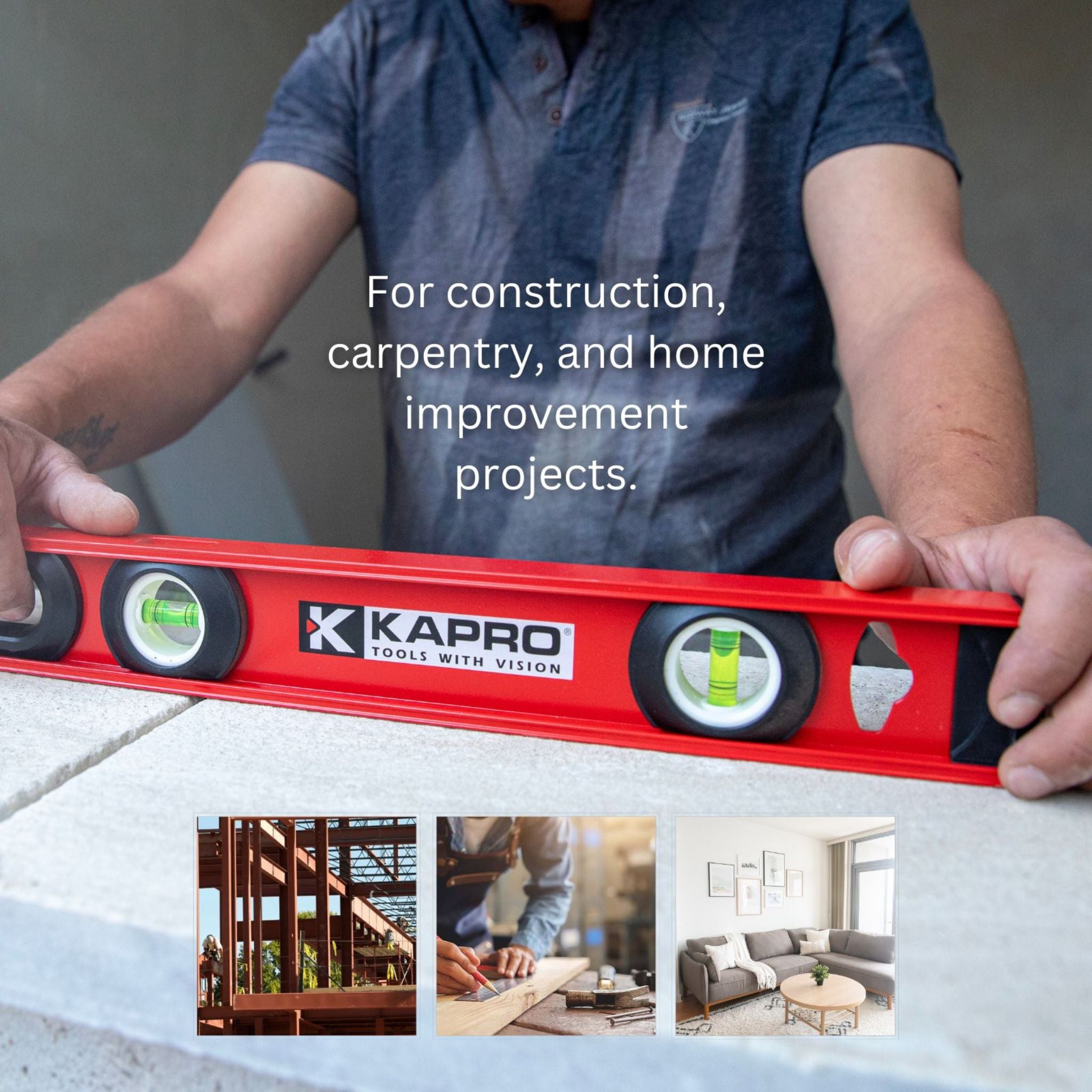 Kapro 175 MaxPro™ Heavy Duty I-Beam + 45° Vial + Plumb-Site View