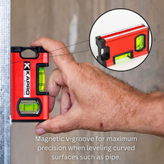 Kapro 771M TWIN Magnetic Heavy Duty Toolbox Level - 4 Inch, V-Groove And Magnet Base, VPA Certified For Accuracy