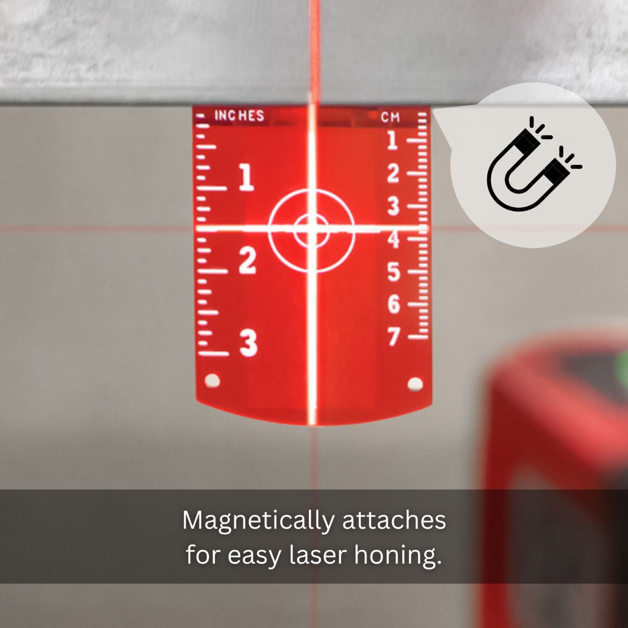 Kapro 845 Red Magnetic Laser Level Target in Inches & Centimeters
