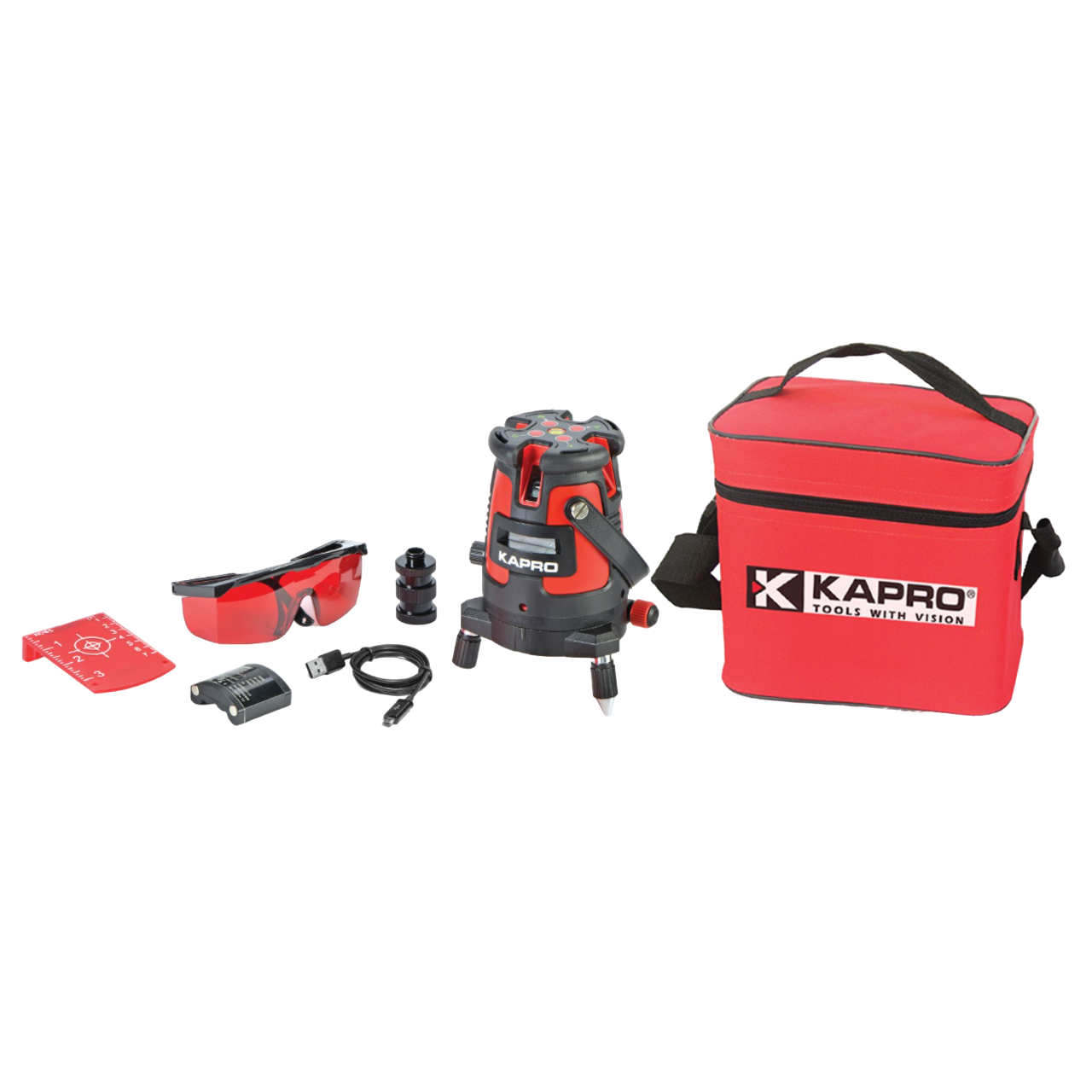 Kapro 875 RED Set PROLASER® Vector Five Line + One Plumb Dot Laser Level + Tripod Set