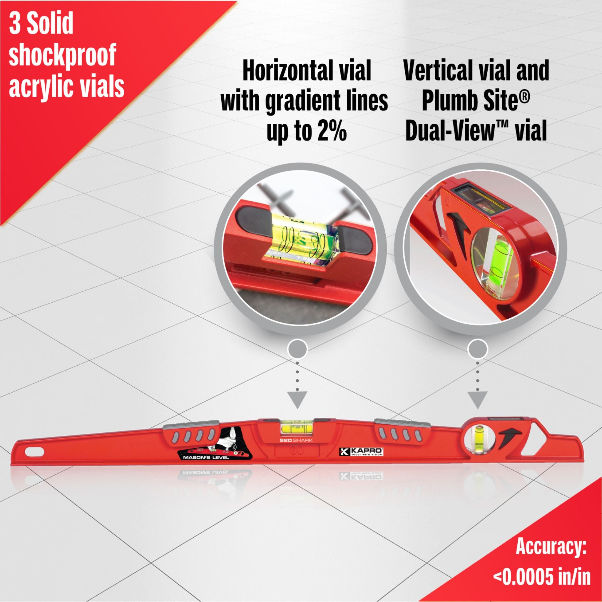 Kapro 920 Shark® Mason's Level + Plumb Site® – shop-kapro