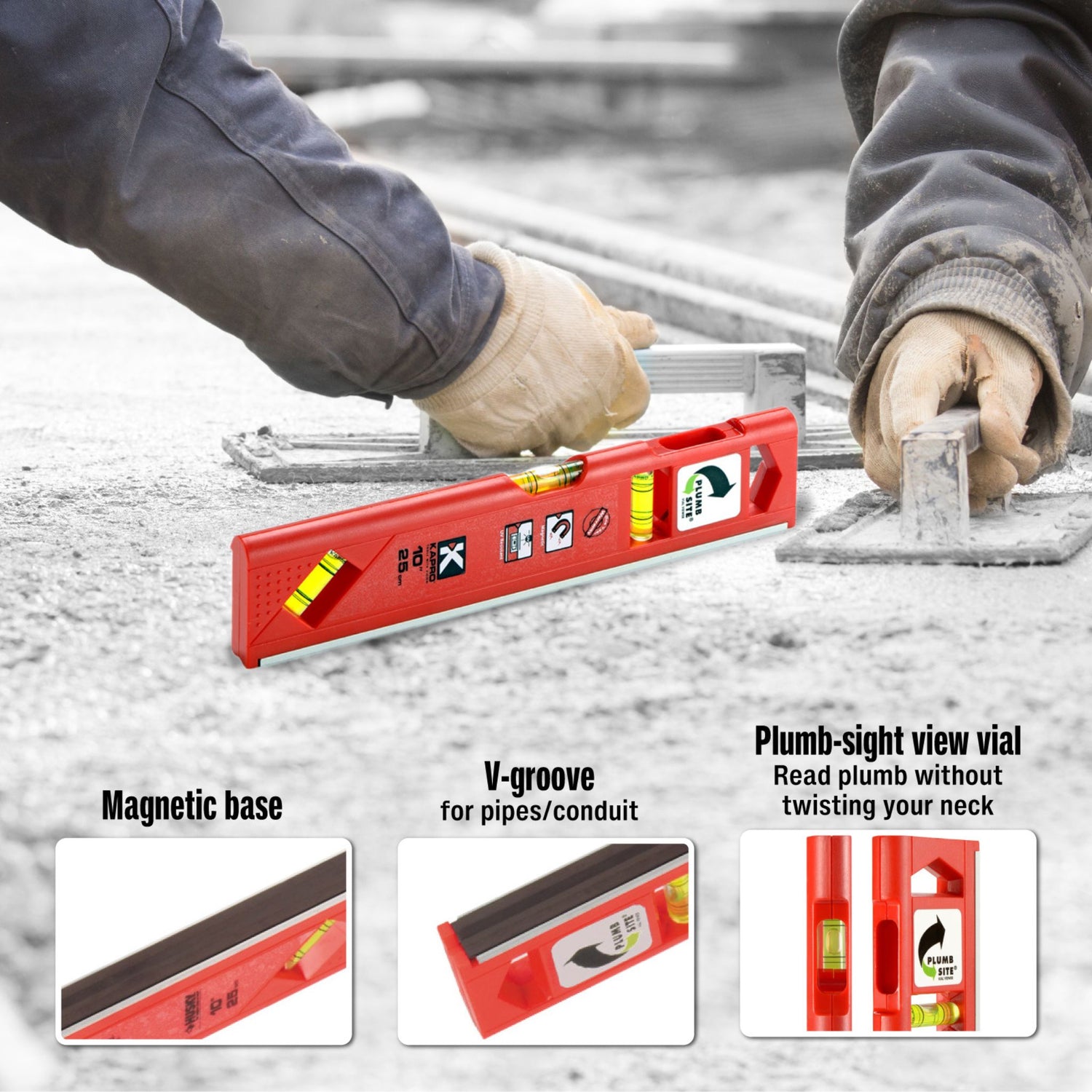 Kapro 929 - Magnetic Toolbox Level + Plumb Site® - 10