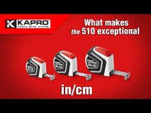 Load and play video in Gallery viewer, Kapro 510 Optivision Imperial Magnetic Tape Measure  official promo video showing the sizes, and features of this tape measure family.
