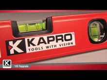 Load and play video in Gallery viewer, Video of the Kapro 105 TopGrade&#39;s features, such as pre-set vials at 0%, 1% and 2% for sloped surfaces.
