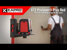 Load and play video in Gallery viewer, Kapro 872 Red Pro Laser Plus Cross Laser Level official promo video showing the Kapro 872 RED &#39;s features and benefits such as a 100&#39;/165&#39; indoor/outdoor laser range, its visual and audible &#39;out of level&#39; warning, its manual mode for angular work, its pulse mode for outdoor distance laser level work with a detector, its IP65 rating for dust, particle, and water protection.
