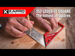 Kapro 353 Ledge-It Try & Mitre Square w/ Stainless Steel blade official promo video showing its features and benefits such as its holes all the way down the length of the blade for angled marking, a certified 90 degree angle corner, an innovative hands-free ledge, a cast aluminum body that is tough and resists corrosion.