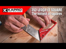 Load and play video in Gallery viewer, Kapro 353 Ledge-It Try &amp; Mitre Square w/ Stainless Steel blade official promo video showing its features and benefits such as its holes all the way down the length of the blade for angled marking, a certified 90 degree angle corner, an innovative hands-free ledge, a cast aluminum body that is tough and resists corrosion.
